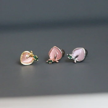 1 db Aranyos Mini rózsaszín őszibarack alakú csap mandzsetta fülbevaló Trendy Gold Color Steel Helix Bar Fülporc piercing ékszerek