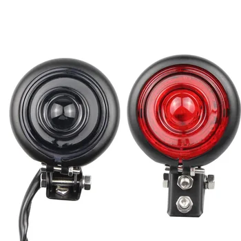 12V univerzális motorkerékpár módosított lámpa a Cafe Racer Chooper Customs számára Sytle piros/fekete lencse fekete dekoratív hátsó féklámpák