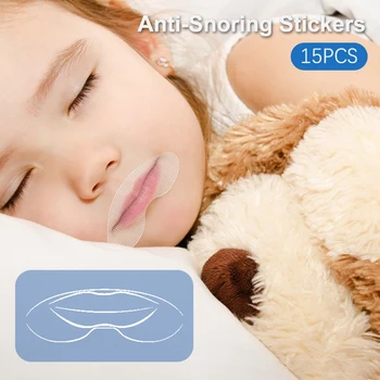 15db/zsák Horkolásgátló matricák gyerekeknek Felnőtt éjszakai alvás Ajak-orr légzés javítása Tapasz szájjavító matrica