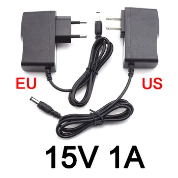 15V 1A 1000ma AC DC tápegység adapter dugó 15 voltos átalakító LED szalag fényhez CCTV töltő kapcsoló 5.5mmx2.5mm USA / EU