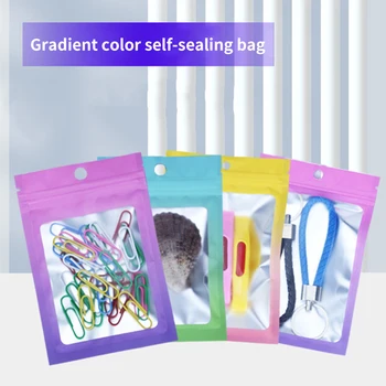 1db színes színátmenetes cipzáras táskák ékszerekhez kijelző csomagolás műanyag köröm szépség gyöngyök csecsebecsék ajándéktasak 10 * 15CM