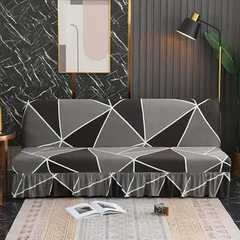 1Pc összecsukható kanapévédő kartámasz nélkül a nappaliban Egyszerű stílusú capa de sofa kockás nyomtatás Rugalmas kanapéágy Ülés Slipcover