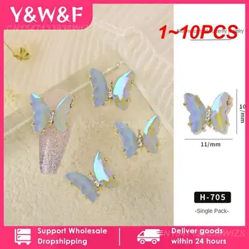 1~10PCS pillangó körömművészeti tervező charms 3D-luxus kristály pillangó körömművészeti dekoráció 12X10mm ötvözet pillangó manikűr