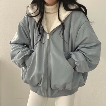 2023 Őszi Thicken Parkas női alkalmi kabát Téli kényelmes kétrétegű koreai stílus Egyszerű divatos tömör meleg aranyos kabátok