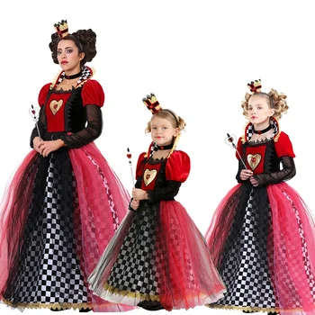 2024 Csodaország lányok Alice hercegnő díszes ruha cosplay nők Halloween Szívek királynője Családi purim jelmez