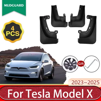 4X autó sárfogó sárvédő Tesla Model X 2023 2024 2025 Sárvédő első és hátsó kerék MudFlaps védőburkolatok Fender Auto kiegészítők