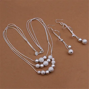 925 Sterling ezüst finom rojtos gyöngyök Nyaklánc fülbevaló Ékszerkészletek nőknek Divatparti Esküvői kiegészítők Karácsonyi ajándék