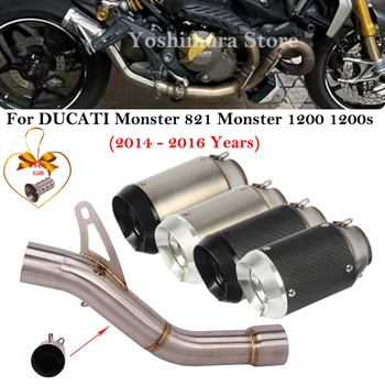A DUCATI Monster 821 1200 2014 2015 2016 motorkerékpár versenyhez kipufogó menekülés Módosítsa a középső összekötő cső kipufogódobot DB Killer rendszer