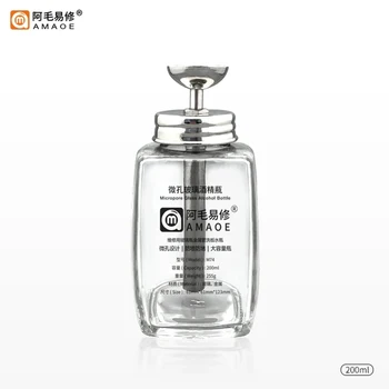 AMAOE 200ML prés típusú mikropórusos üveg alkoholos palack rozsdamentes acél vízvezeték átlátszó palack mobiltelefon javító eszközök