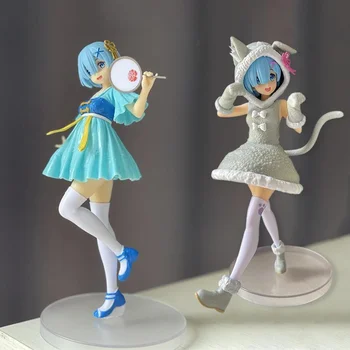 Anime Re:life egy másik világban, mint a nulla figura Rem Ram modell babák figurák Figura Kawaii figura Pvc díszíti a gyereket
