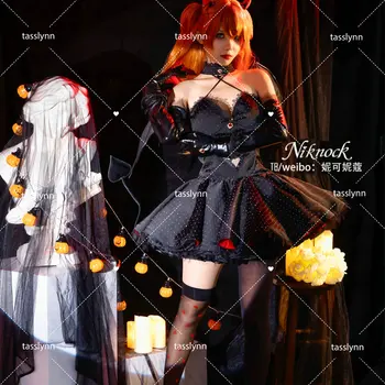 Asuka Langley Soryu cosplay jelmez Asuka gótikus Lolita ruha party Halloween démon jelmezek fekete Asuka Lolita ruha