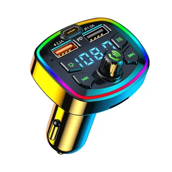 Autó Bluetooth FM adó Autó Bluetooth MP3 lejátszó Kettős USB autós töltő EQ légköri világítással