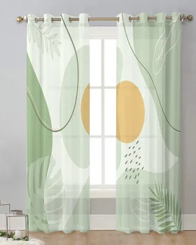 Bohém minimalista geometriai növények tüll függöny a nappaliba hálószoba modern puszta függönyök átlátszó ablakfüggöny