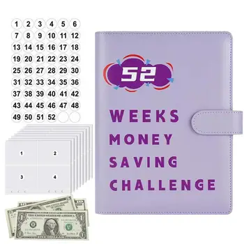 Boríték megtakarítási kihívás 52 boríték költségvetési iratrendező készpénzes borítékokkal Vízálló A5 hordozható pénztakarékos iratrendező kihívások