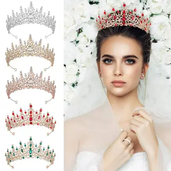 Bájos ötvözet korona esküvői tiara Coiffure korona Tiara bál bál kristály fejpánt strasszos hercegnő korona ezüst tiara korona