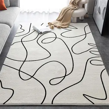 Bézs vonalú szőnyegek nappaliba Puha szőnyegek hálószobához kanapé dohányzóasztal padlószőnyeg Modern design ruhatár terület szőnyeg