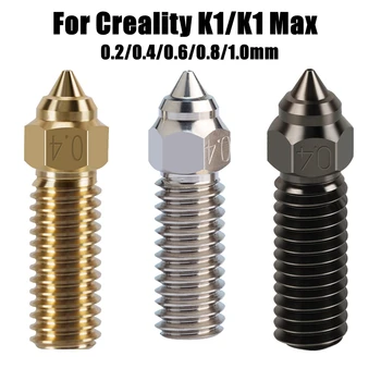 Creality K1/ K1 Max fúvókához sárgaréz rézbevonatú edzett acél 0,2 0,4 0,6 0,8 1,0 1,2 mm-es 3D nyomtató fúvókák K1/ K1Max-hoz
