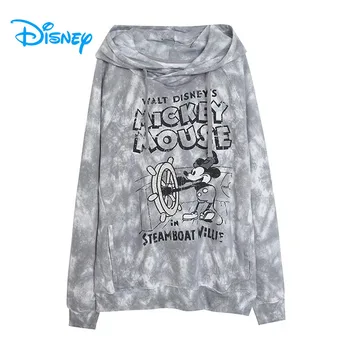 Disney Mickey egér polár kapucnis pulóver női nyakkendőfesték Szomorú rajzfilm kapucnis pulóverek dzseki alkalmi laza pulóver felsők pulóver