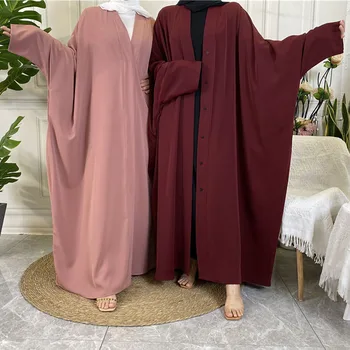 Eid Women Muszlim Alkalmi Szerény Open Abaya gombok Hosszú Maxi ruha Kimonó Törökország Arab Kaftan Dubai köntös Ramadán Jalabiya Caftan