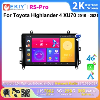 EKIY 2K képernyő CarPlay rádió Toyota Highlander 4 XU70 2019 - 2021 Android Auto multimédia lejátszó sztereó 4G GPS Navi Ai hang