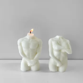 Európai emberi test szobor Gyertya Szilikon forma 3D férfi test félénk nő szappan aroma viaszforma gyertyaforma Otthoni kézműves dekoráció