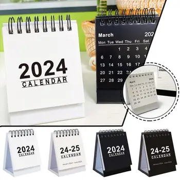 Fekete-fehér 2024 2025-ös asztali naptár Kawaii tekercsnaptár Teendők listája Havi napi tervező napirend szervező Aranyos irodaszerek