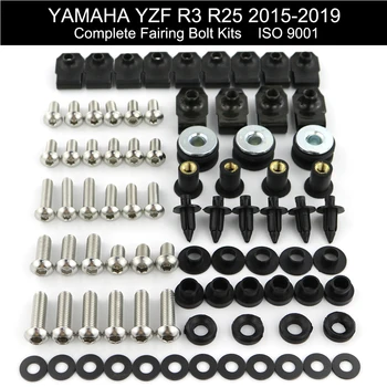 Fit For Yamaha YZF R3 R25 YZF-R3 YZF-R25 2015 2016 2017-2019 Teljes teljes burkolócsavarkészlet oldalsó burkolócsavar rozsdamentes acél