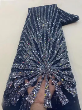 Flitteres afrikai francia háló csipke szövet 2023 sötétkék kiváló minőségű tüll hálós csipke menyasszonyi nigériai esküvői ruha csipke nőnek