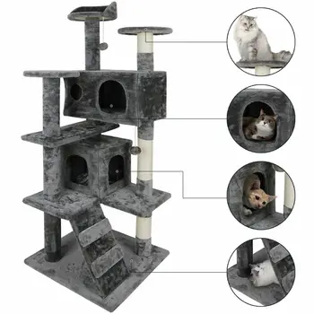 fémdrót macska ketrec kisállat villa 4 ülőpolccal levehető macska járókafészek cicaház létrával