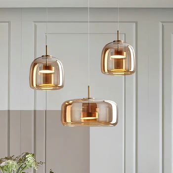 Füstszürke függőlámpa luxus Deco Nordic Led design üveg lámpa függő irodai dolgozószoba dekoráció hálószoba dekoráció fény