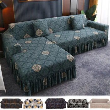 geometrikus mintás kanapé szoknya huzat kanapévédő stretch slip huzat 1/2/3/4 üléshez kanapéhuzat corver kanapéhuzat
