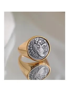 Hercules 925 ezüst antik ezüst érmegyűrű vésett ezüst érme mutatóujj gyűrű
