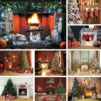 Karácsonyi dekoratív hamis kandalló háttér fotózás Karácsonyfa égő tűz fotó háttér betlehem belső dekorációs fal