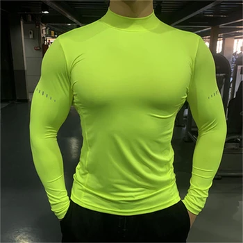 Kompressziós rugalmas pólók Férfi gyorsszáraz, lélegző hosszú ujjú felsők 2023 Gym Athletic póló Férfi alkalmi kültéri sportruházat
