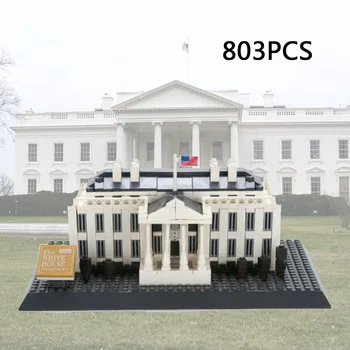 Kreatív építés Világhírű építészet Fehér Ház Az Egyesült Államok Elnöki Hivatala Blokkmodell építésű kocka játék