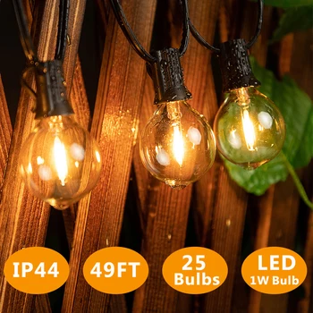 LED G40 gömbfüzér lámpák vízálló kültéri kerti füzér lámpák tündér csatlakoztatható LED láncvilágítás karácsonyi dekoráció