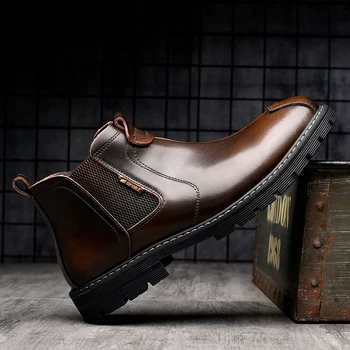 Luxus márka Férfi ok-okozati csizma Valódi bőr Olasz Új férfi cipők Kültéri Kiváló minőségű munkacsizmák Design üzleti bokacsizmák