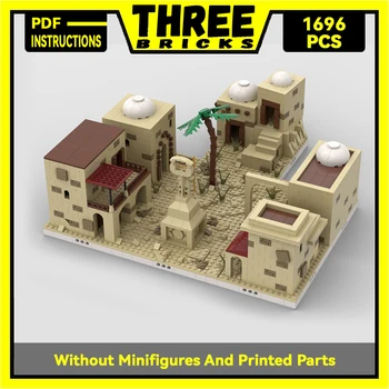 Moc építőelemek Utcakép modellsorozat Desert Village Műszaki építőelemek DIY összeszerelés Híres játékok Childr ünnepi ajándékokhoz