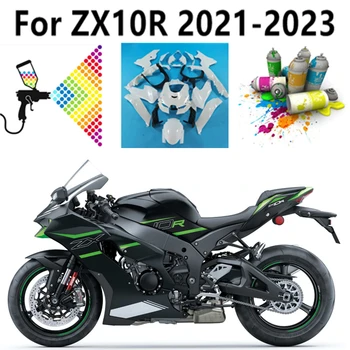 Motorkerékpár teljes burkolati készlet ZX10RR-hez ZX10R ZX 10R 2021 2022 2023 Karosszéria burkolat zöld fekete rácscsík nyomtatás