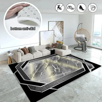 Nappali márvány textúrájú szőnyegek Könnyű luxus hálószoba dekoráció Szőnyeg Lounge kanapé Csúszásmentes padlószőnyeg Dohányzóasztal Puha szőnyeg