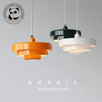 Nordic Retro narancssárga függőlámpa Étkező Étterem Lakberendezés LED mennyezeti csillár világítás kávézó bárhoz Függő lámpák