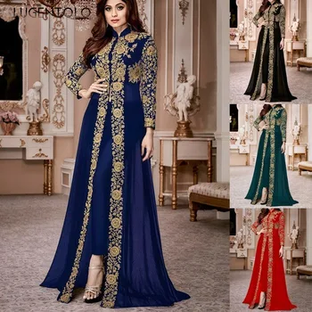 Női csipke Vintagr ruha Muszlim divat sifon csipke patchwork Abaya női köntös elegáns karcsú birodalom Big Swing ruhák Lugentolo