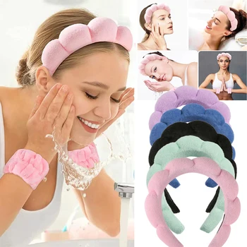 Női mosás arcpánt Lányok puffadt hajpánt smink Bubble Spa Exercise Yoga Retro hajpánt Haj kiegészítők Fejfedők
