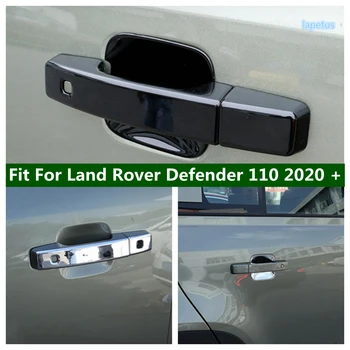 Oldalsó ajtófogantyú / tálfedél burkolat Matrica panel Autós kiegészítők Fekete / króm Land Rover Defender 110 2020 - 2023 