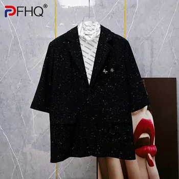 PFHQ Flitteres kiváló minőségű blézerek laza jóképű férfi darkwear eredeti design őszi könnyű luxus öltöny kabát üzlet 21Z1329
