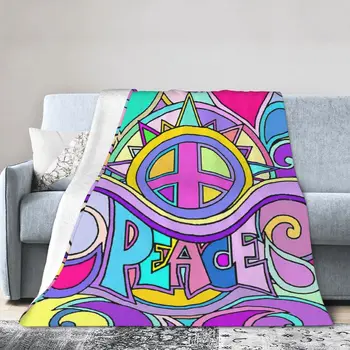 Pszichedelikus hippi Retro Peace Art ágy takaró Ágytakarók Luxus takaró Flanel takaró Légkondicionáló takaró
