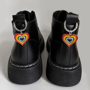 Rainbow Drops Oil Love Martin Boots Cipők Csatok dekoráció Színes fém Szív cipő kiegészítők Lucky Jewelry Sokoldalú
