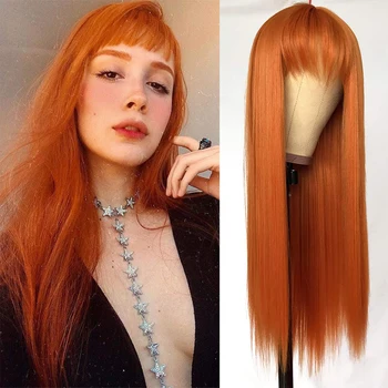 Rebecca egyenes emberi haj parókák viselik a BangsSzínes Remy brazil parókát narancssárga barna szőke parókák fekete nőknek