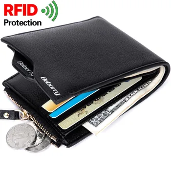 RFID lopás védelme Érmetáska cipzáras férfi pénztárcák Pénztárcák PU bőr pénztárcák férfiaknak RFID blokkoló pénztárcával 2023 Új divat