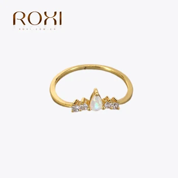 ROXI elegáns opálkristályok V alakú arany gyűrűk nőknek gyűrűs ékszerek 925 sterling ezüst karrier ujjgyűrű jegygyűrű Anillos